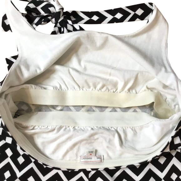 GAP Women Black White Halter Maxi Dress Graphic Y2K Summer Beach Boho Festival M - Picture 4 of 9